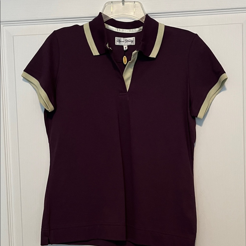 Sport Haley Dark Purple Polo with Light Green Trim